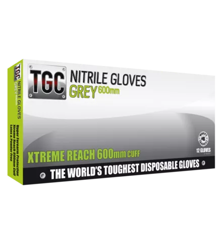 TGC® Grey Nitrile Disposable Gloves 600mm Long Cuffs